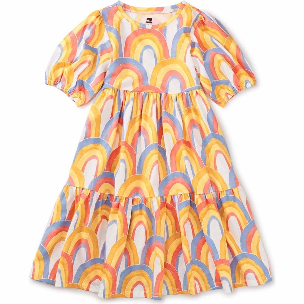 NEW Tea flowy tiered midi dress rainbow